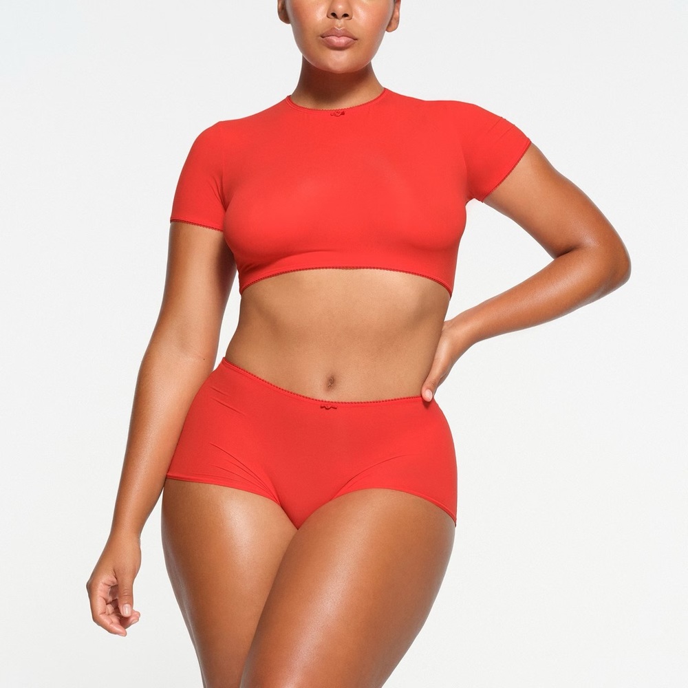Skims Fits Everybody Picot Super Cropped T-Shirt